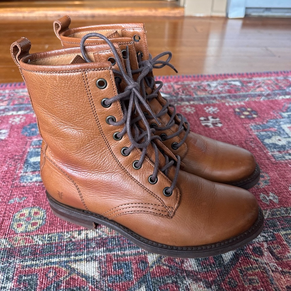 Frye Veronica Combat Boot Women’s Us 7 Camel Leat… - image 3